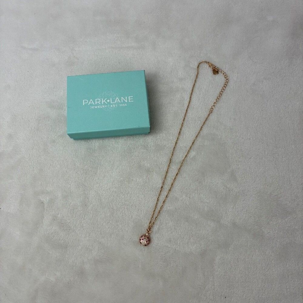 Park Lane Ladybug Pendant Necklace Gold Tone Pink Red Crystal Pave Coquette Gift